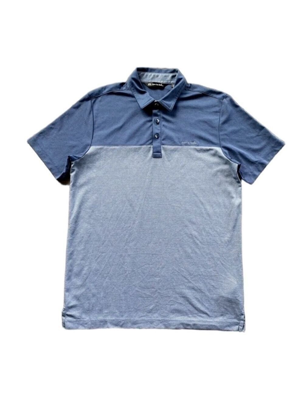 Travis Mathew Pima Cotton Blend Golf Polo Shirt Size M Short Sleeve Blue Stretch